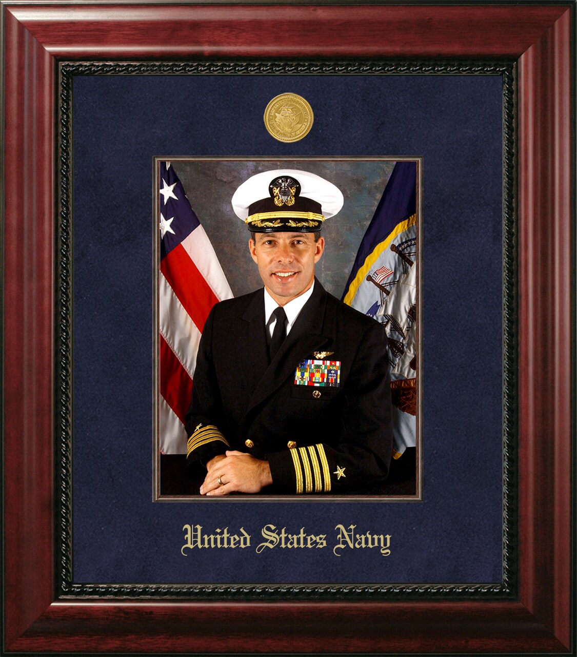 Patriot Frames Navy 8x10 Portrait Executive Frame with Gold Medallion